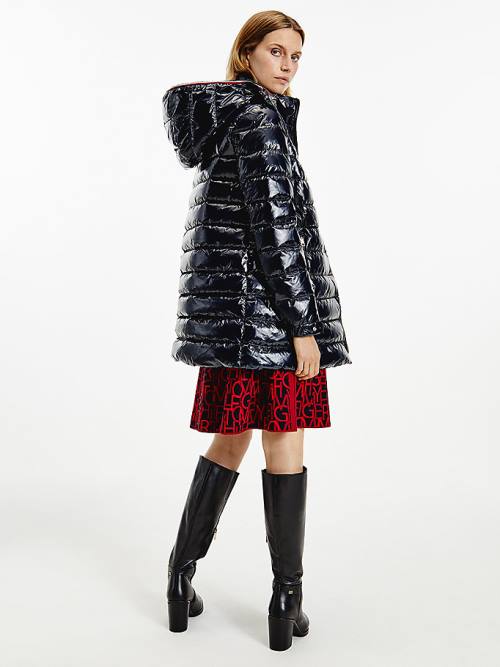 Tommy Hilfiger Glossy High Loft Puffer Coat Ženske Jakne Modra | TH904CHN