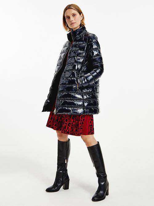 Tommy Hilfiger Glossy High Loft Puffer Coat Ženske Jakne Modra | TH904CHN