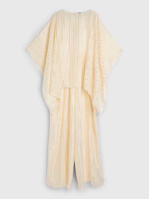 Tommy Hilfiger Gold Stripe Jumpsuit Ženske Obleke Bela | TH951IEL