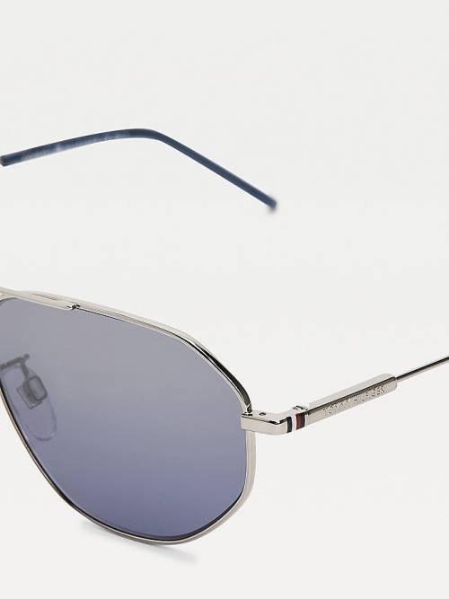 Tommy Hilfiger Gradient Mirror Aviators Moški Sončna Očala Siva | TH913WZL