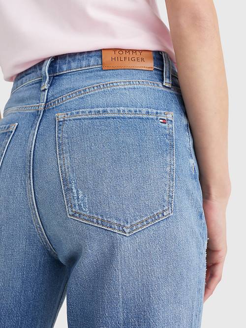 Tommy Hilfiger Gramercy Mom High Rise Tapered Distressed Ženske Kavbojke Denim | TH259FTJ