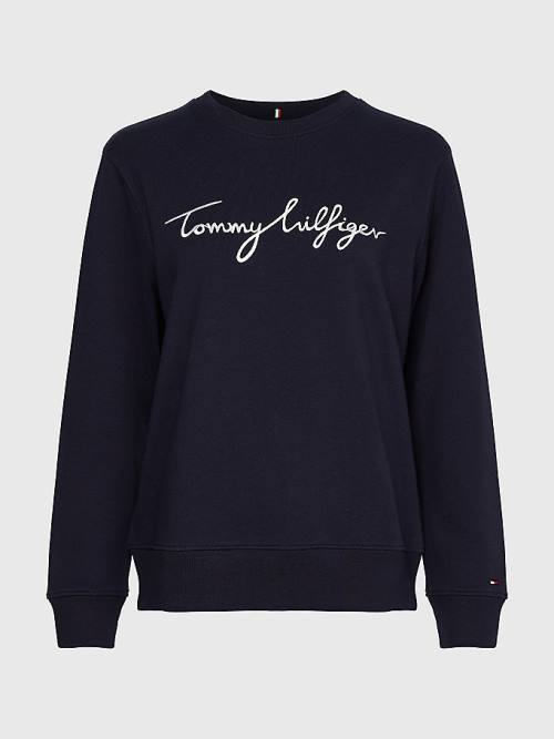 Tommy Hilfiger Graphic Crew Neck Ženske Pulover Modra | TH493MBJ