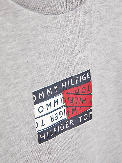 Tommy Hilfiger Graphic Tape Logo Fantje Pulover Siva | TH579BWN