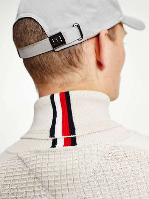 Tommy Hilfiger Grid Check Roll Neck Jumper Moški Puloverji Bež | TH657EBI