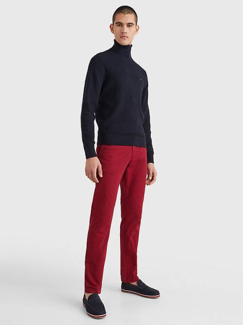 Tommy Hilfiger Grid Check Roll Neck Jumper Moški Puloverji Modra | TH670ZSR