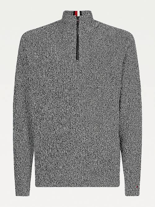 Tommy Hilfiger Half-Zip Mock Turtleneck Jumper Moški Puloverji Črna | TH048LRK