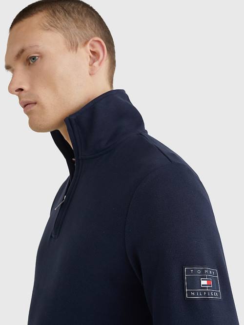 Tommy Hilfiger Half-Zip Moški Pulover Modra | TH148DWV