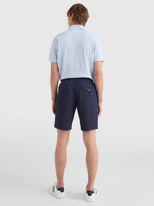 Tommy Hilfiger Harlem Relaxed Fit Seersucker Moški Kratke Hlače Modra | TH274ZOX