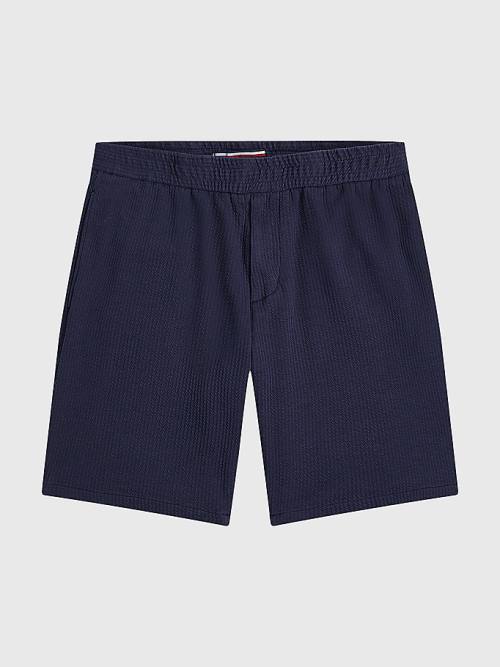 Tommy Hilfiger Harlem Relaxed Fit Seersucker Moški Kratke Hlače Modra | TH274ZOX