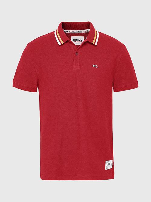 Tommy Hilfiger Heathered Knit Tipped Collar Moški Polo Majica Rdeča | TH684FVJ