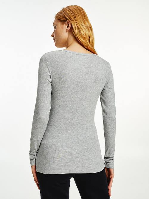 Tommy Hilfiger Henley Long Sleeve Extra Slim Ženske Majice Siva | TH216OMA