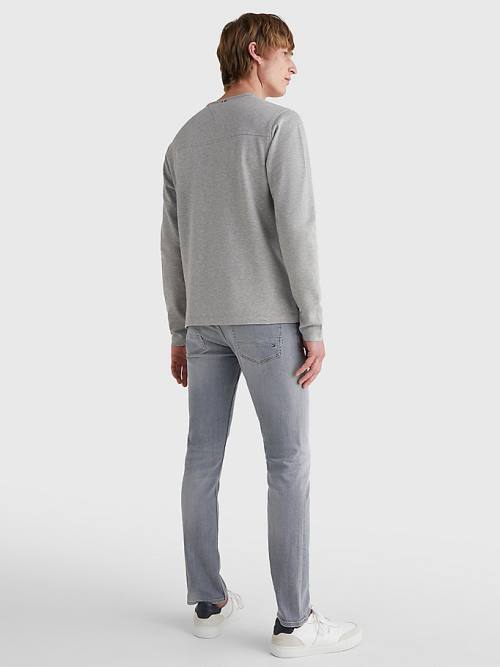 Tommy Hilfiger Henley Neck Long Sleeve Moški Majice Siva | TH153JHR