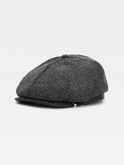 Tommy Hilfiger Herringbone Check Baker Boy Cap Moški Kapa Siva | TH241CDI