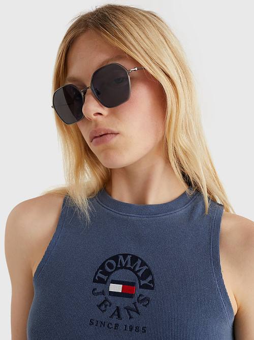 Tommy Hilfiger Hexagonal Lens Moški Sončna Očala Siva | TH028AHL