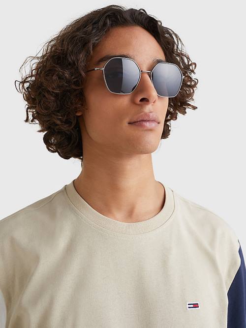 Tommy Hilfiger Hexagonal Lens Moški Sončna Očala Siva | TH028AHL