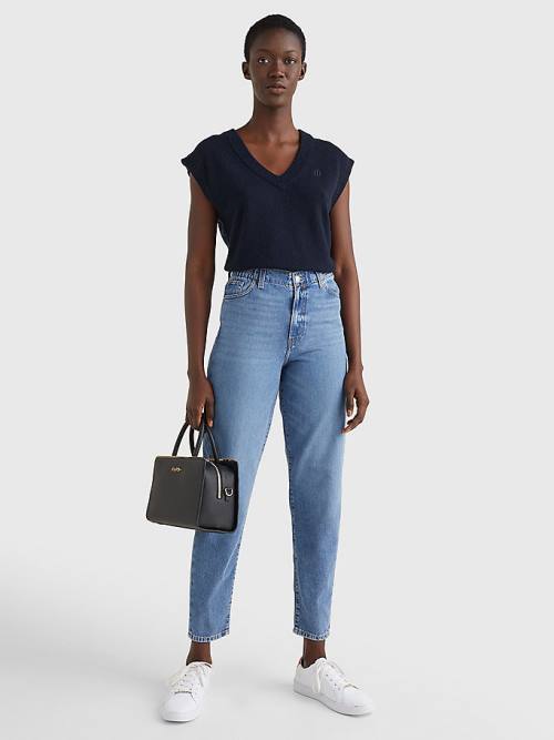 Tommy Hilfiger High Rise Relaxed Mom Tapered Elasticated Waist Ženske Kavbojke Denim | TH859MKB