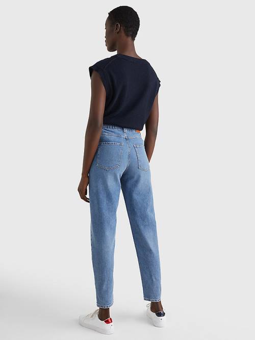 Tommy Hilfiger High Rise Relaxed Mom Tapered Elasticated Waist Ženske Kavbojke Denim | TH859MKB