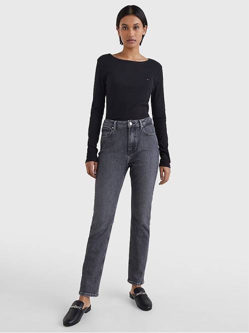 Tommy Hilfiger High Rise Slim Black Ženske Kavbojke Denim | TH430WOB