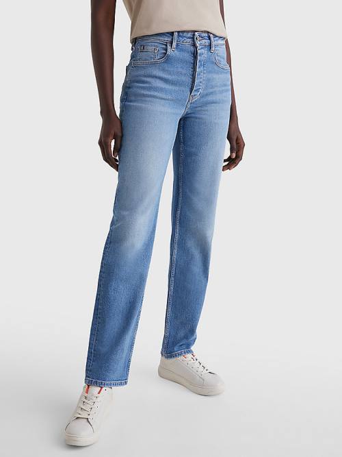 Tommy Hilfiger High Rise Straight Faded Ženske Kavbojke Denim | TH245AKL