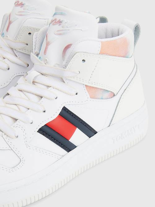 Tommy Hilfiger High-Top Basketball Ženske Superge Bela | TH364DPQ