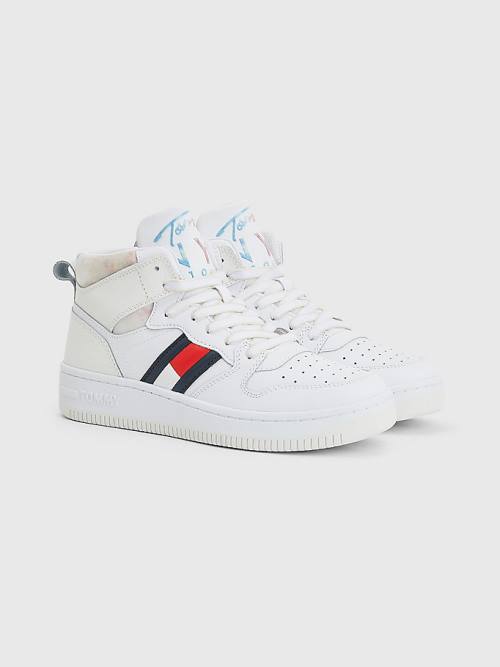 Tommy Hilfiger High-Top Basketball Ženske Superge Bela | TH364DPQ