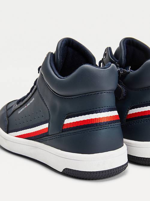 Tommy Hilfiger High-Top Lace-Up Fantje Superge Modra | TH083ODW