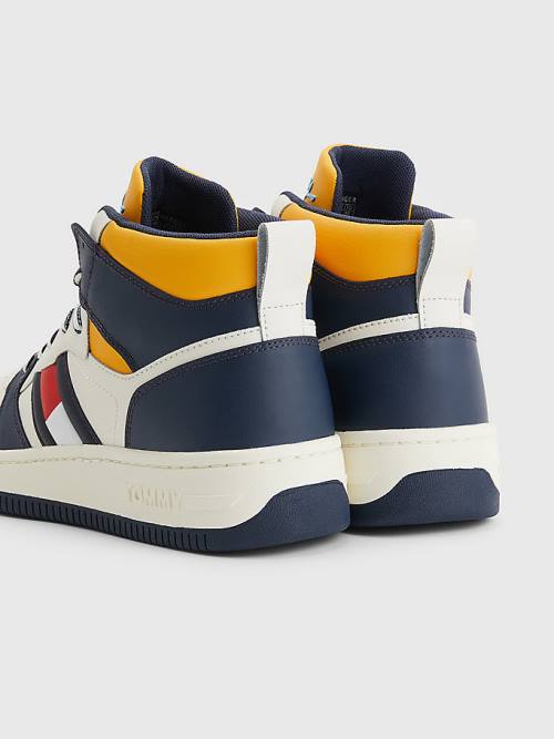 Tommy Hilfiger High-Top Leather Retro Basketball Moški Superge Modra | TH258NKS