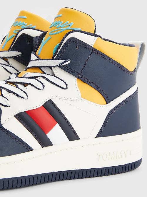 Tommy Hilfiger High-Top Leather Retro Basketball Moški Superge Modra | TH258NKS