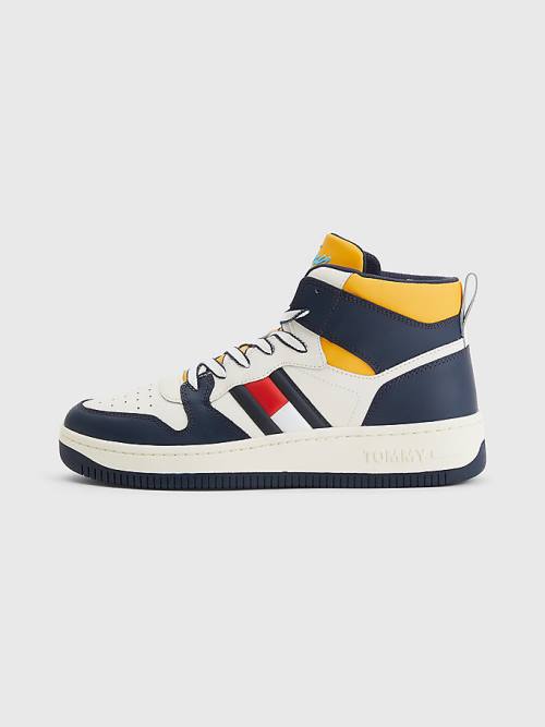 Tommy Hilfiger High-Top Leather Retro Basketball Moški Superge Modra | TH258NKS