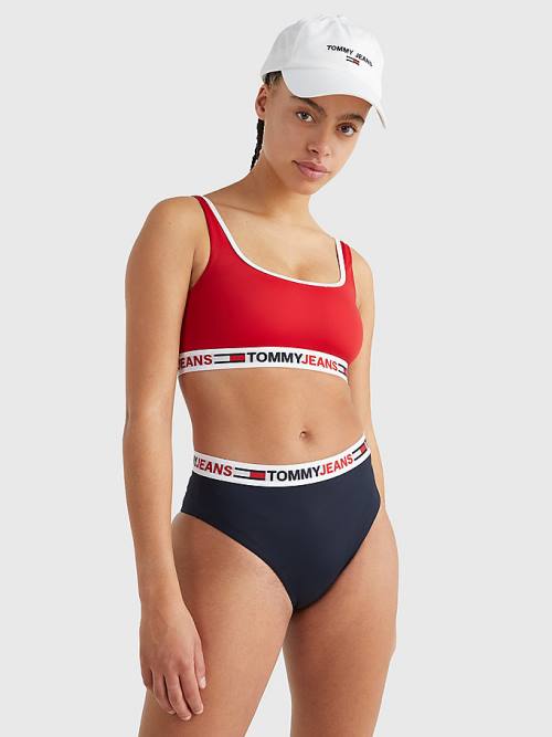 Tommy Hilfiger High Waist Cheeky Bikini Bottoms Ženske Kopalke Modra | TH089IXV