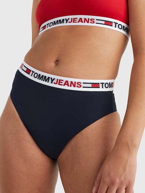 Tommy Hilfiger High Waist Cheeky Bikini Bottoms Ženske Kopalke Modra | TH089IXV