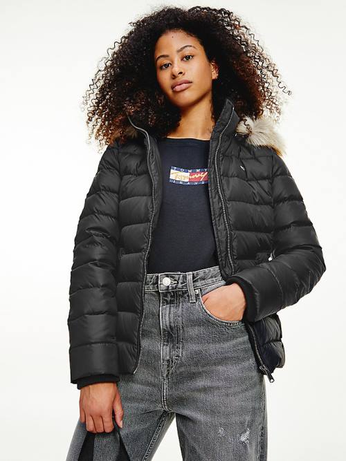 Tommy Hilfiger Hooded Down Ženske Jakne Črna | TH378IZL