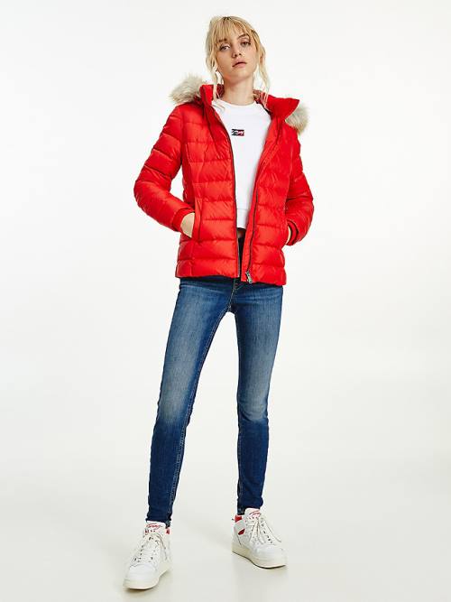 Tommy Hilfiger Hooded Down Ženske Jakne Rdeča | TH927REX