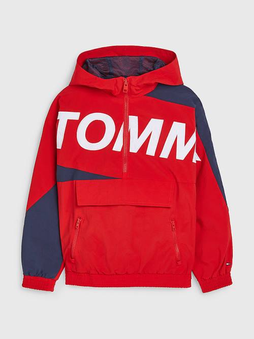 Tommy Hilfiger Hooded Logo Chicago Windbreaker Fantje Jakne Rdeča | TH960ZWL