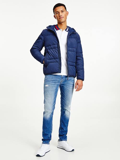 Tommy Hilfiger Hooded Quilted Puffer Moški Jakne Modra | TH102ZYR