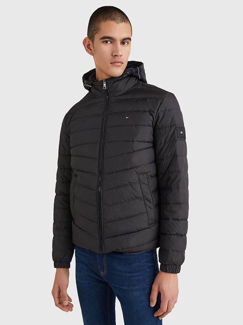 Tommy Hilfiger Hooded Tape Puffer Moški Jakne Črna | TH123LMN