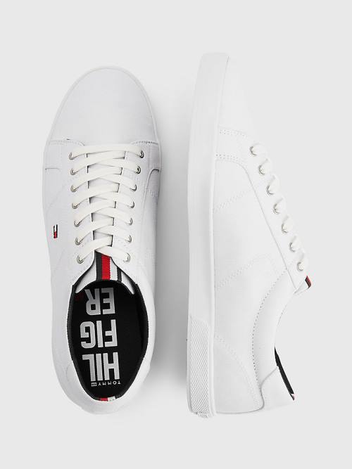 Tommy Hilfiger Iconic Lace-Up Canvas Moški Superge Bela | TH849APM