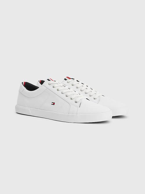 Tommy Hilfiger Iconic Lace-Up Canvas Moški Superge Bela | TH849APM