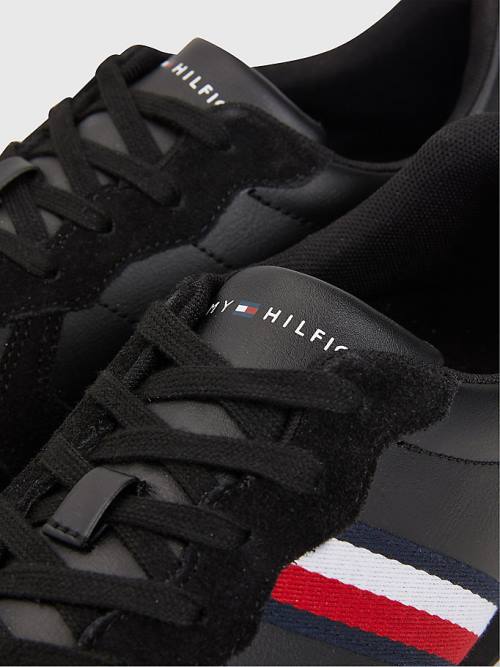 Tommy Hilfiger Iconic Leather Retro Running Moški Superge Črna | TH063IKW