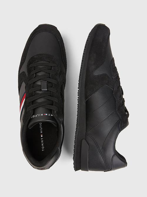 Tommy Hilfiger Iconic Leather Retro Running Moški Superge Črna | TH063IKW