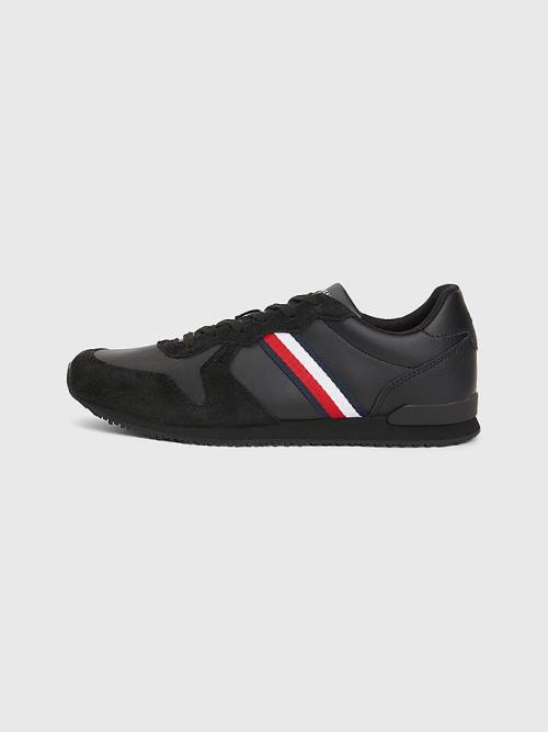 Tommy Hilfiger Iconic Leather Retro Running Moški Superge Črna | TH063IKW