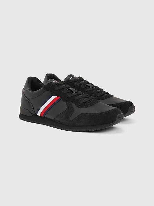 Tommy Hilfiger Iconic Leather Retro Running Moški Superge Črna | TH063IKW