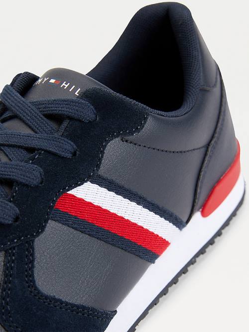 Tommy Hilfiger Iconic Leather Retro Running Moški Superge Modra | TH140CDU