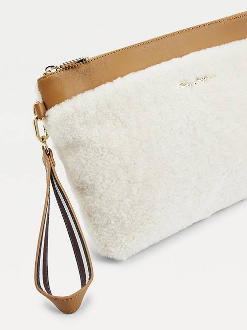 Tommy Hilfiger Iconic Leather Shearling Clutch Ženske Torbice Roza | TH768WGE