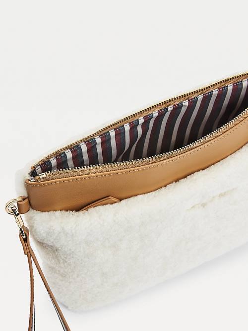 Tommy Hilfiger Iconic Leather Shearling Clutch Ženske Torbice Roza | TH768WGE