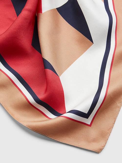 Tommy Hilfiger Iconic Monogram Silk Bandana Ženske Šal Bež | TH390ZHS