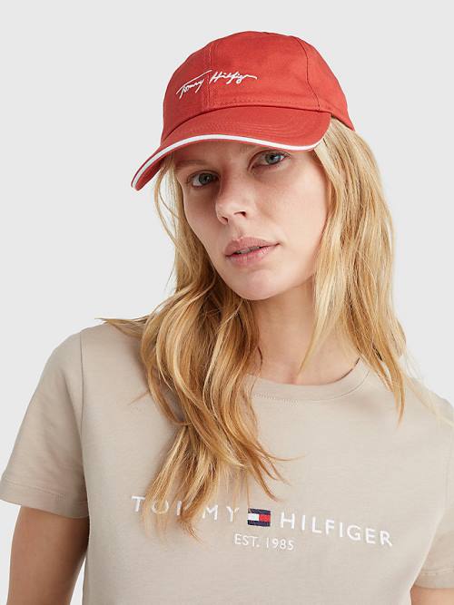 Tommy Hilfiger Iconic Signature Logo Cap Ženske Kapa Rdeča | TH153SYG