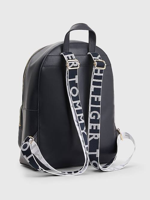 Tommy Hilfiger Iconic Signature Plaque Backpack Ženske Torbice Modra | TH360IXJ