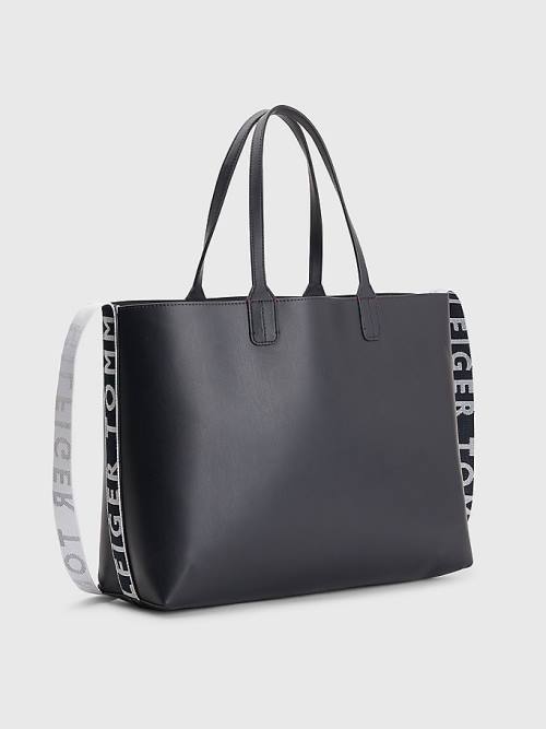 Tommy Hilfiger Iconic Signature Tote Ženske Torbice Modra | TH427QJK