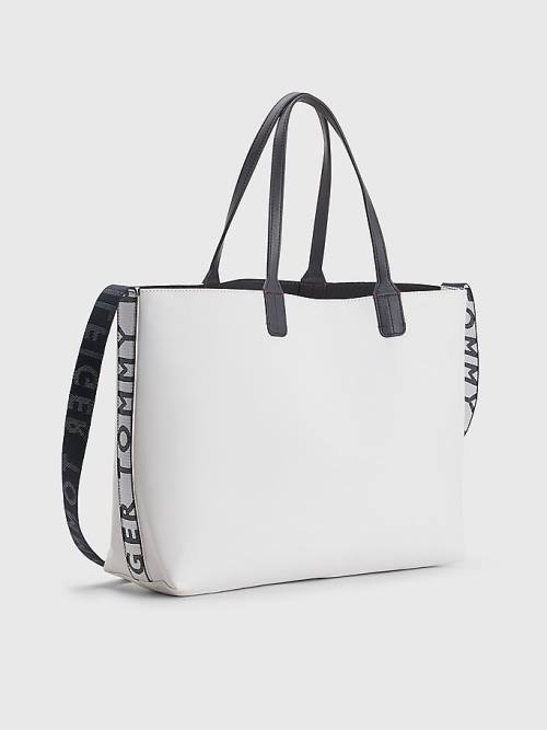 Tommy Hilfiger Iconic Signature Tote Ženske Torbice Bela | TH961QHJ